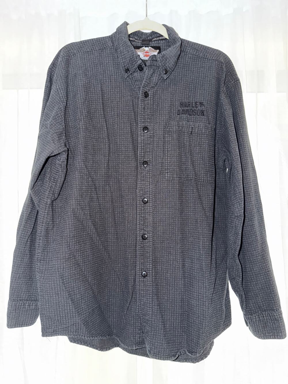 Harley-Davidson 2004 Gray Waffle Button-Up Shirt Men’s Large
